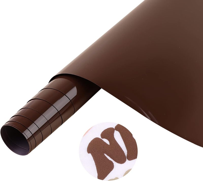 Tintnut Puff Vinyl Heat Transfer - 10inches x 6ft 3D Brown Derby Puff HTV Roll Heat Transfer Vinyl Foaming Colorful Puffy Iron on Vinyl for T-Shirts DIY Compatible with Cricut or Silhoutte Cameo - Image 1